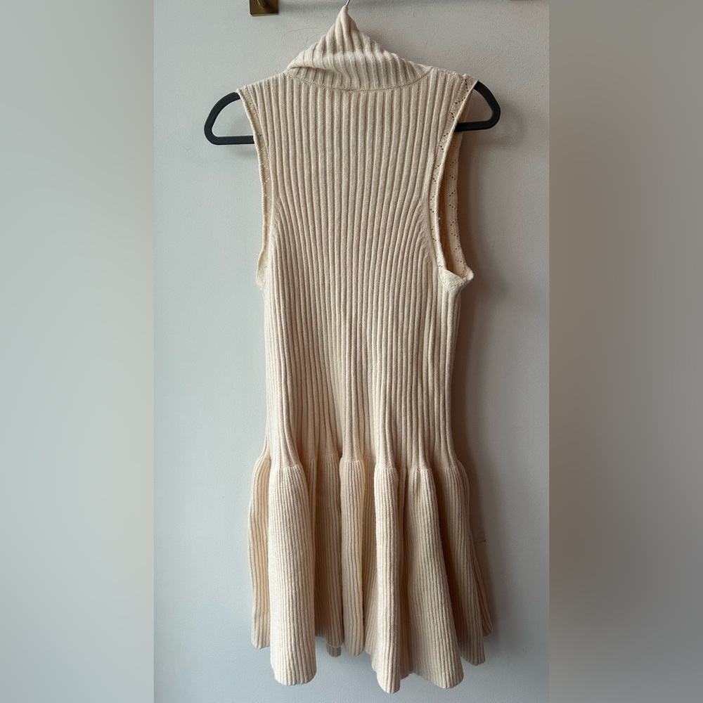 Free People, Cream Ribbed Sleeveless Turtleneck Midi Dress 15” P2P, XL | 105 🆕